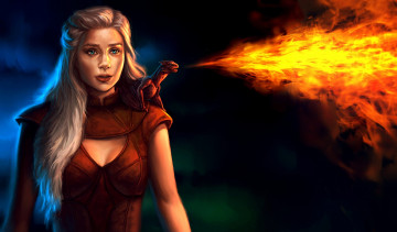 Картинка game+of+thrones фэнтези красавицы+и+чудовища девушка игра престолов пламя дракон даенерис