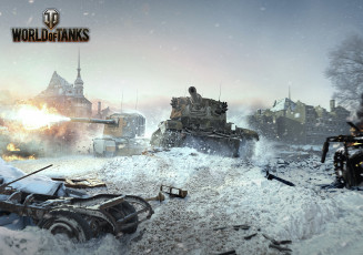 обоя видео игры, мир танков , world of tanks, снег, танки