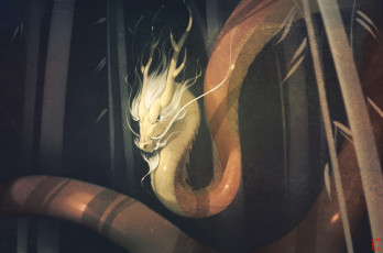 Картинка gaudibuendia фэнтези драконы лес дракон рога
