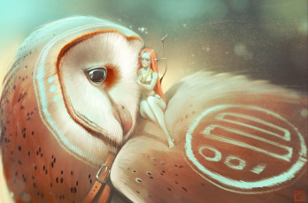 Картинка gaudibuendia фэнтези существа существо арт крылья сова птица