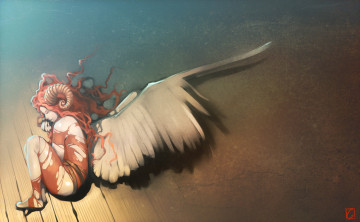 Картинка gaudibuendia фэнтези существа арт рога девушка крылья