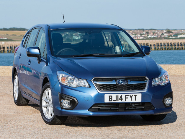 Обои картинки фото автомобили, subaru, синий, 2014г, gp, uk-spec, impreza