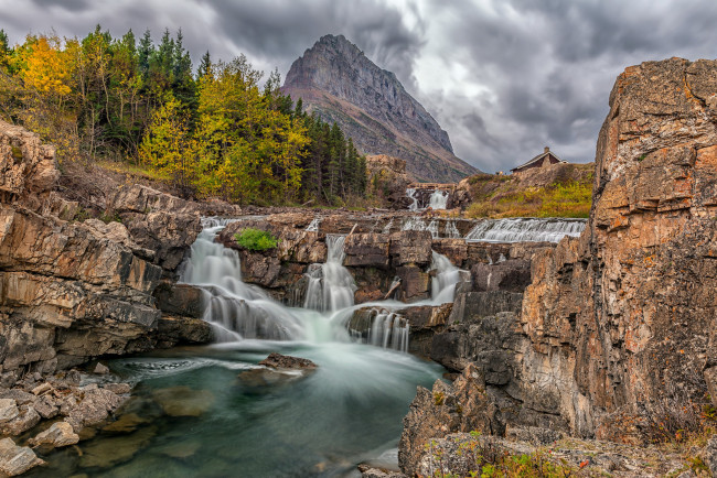 Обои картинки фото природа, водопады, лес, река, водопад