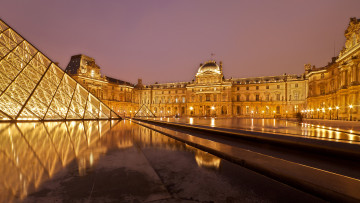 Картинка города париж+ франция париж огни лувр ночь