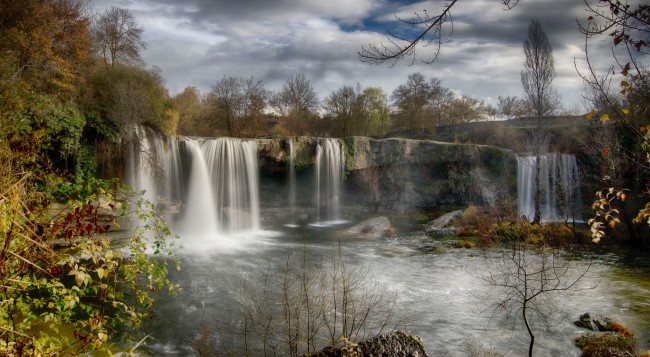 Обои картинки фото природа, водопады, водопад, река, лес