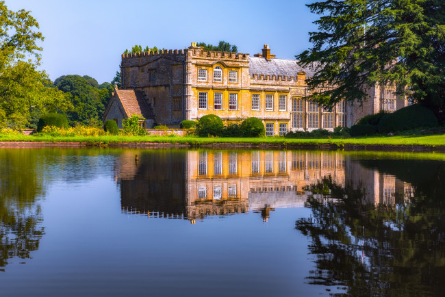 Обои картинки фото forde abbey- dorset, города, - пейзажи, аббатство, озеро