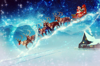 Картинка праздничные векторная+графика+ новый+год олени санта клаус дед мороз