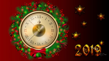 Картинка праздничные векторная+графика+ новый+год фон часы