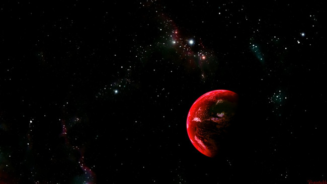 Обои картинки фото космос, арт, красная, планета