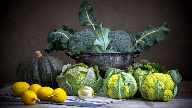 Обои картинки фото еда, фрукты и овощи вместе, тыква, капуста, лимоны